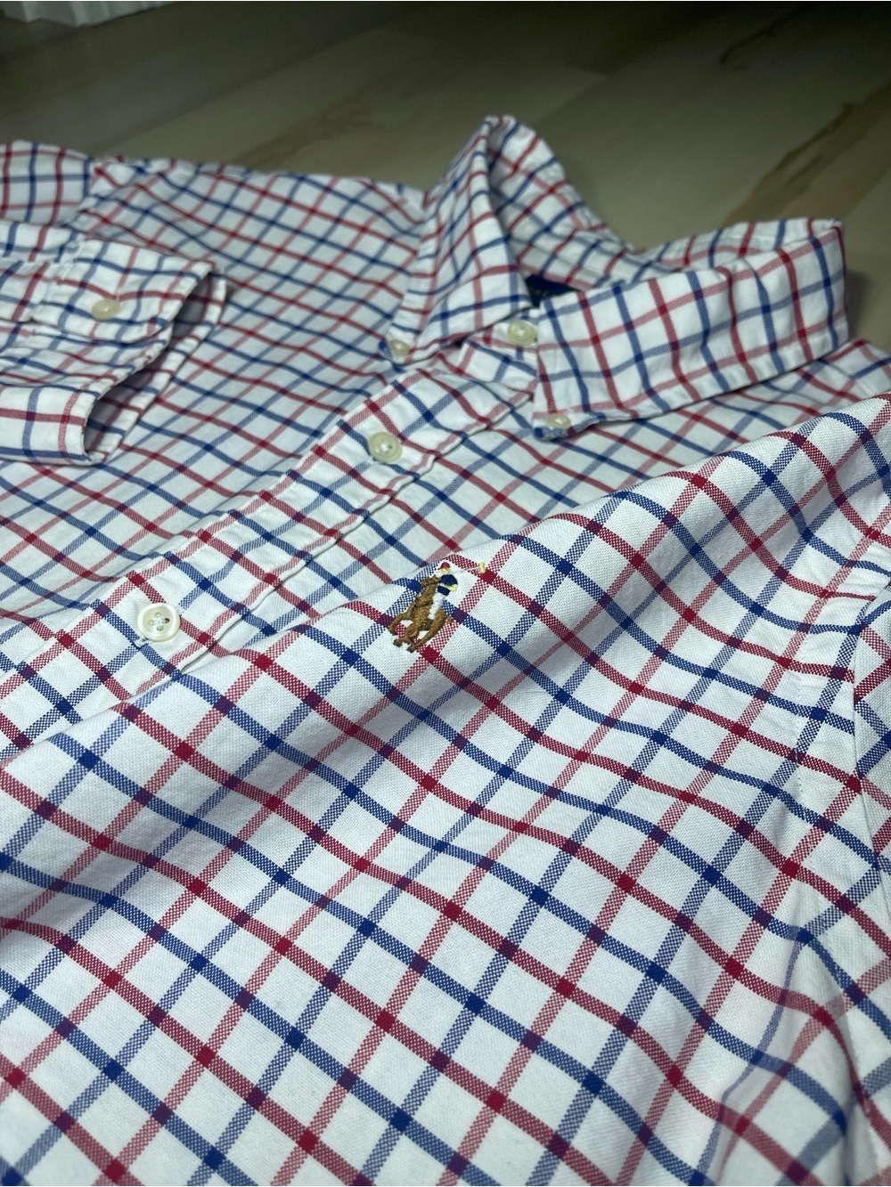 Polo Ralph Lauren Men’s L/S Button Down Oxford Red White Blue Size XL Flesh